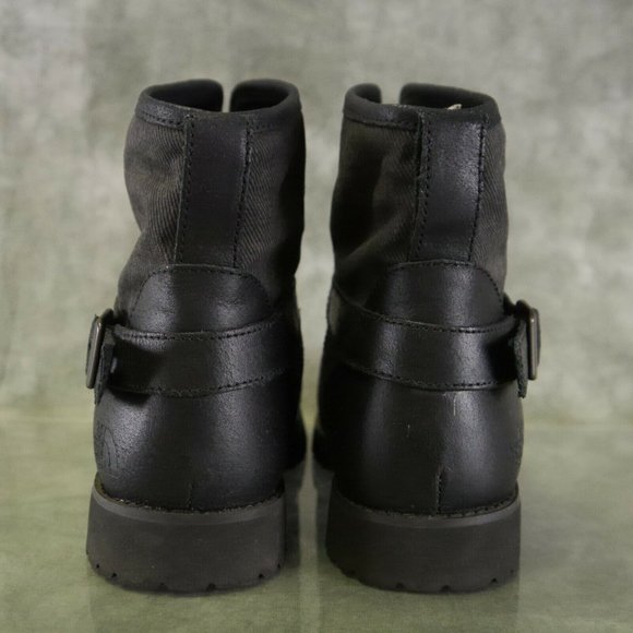 North Face BLACK/GRY Leather & Canvas BALLARD II PULL ON Ankle Boots Size 9 ANB - Picture 11 of 12